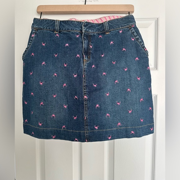Lilly Pulitzer Denim Skirt Pink Whales Women’s Size 12 Beach Swim Resort - Picture 2 of 9